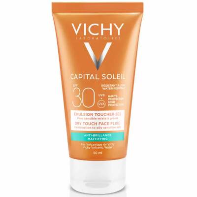 Эмульсия для лица матирующая, SPF 30, Vichy, Capital Soleil, SPF 30 Dry Touch Face Fluid, 50 мл, 370355030 – купить в Минске | Azarina.by