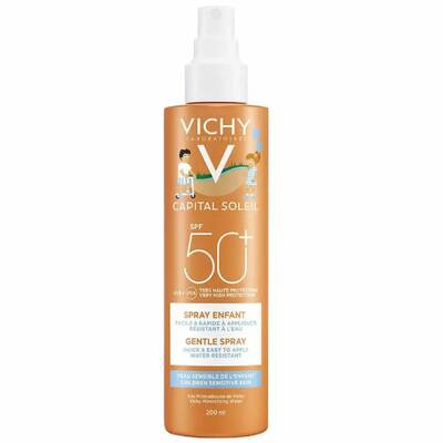 Спрей для тела солнцезащитный детский, SPF 50+, Vichy, Capital Soleil, SPF 50+ Gentle Spray, 200 мл, 371045533 – купить в Минске | Azarina.by