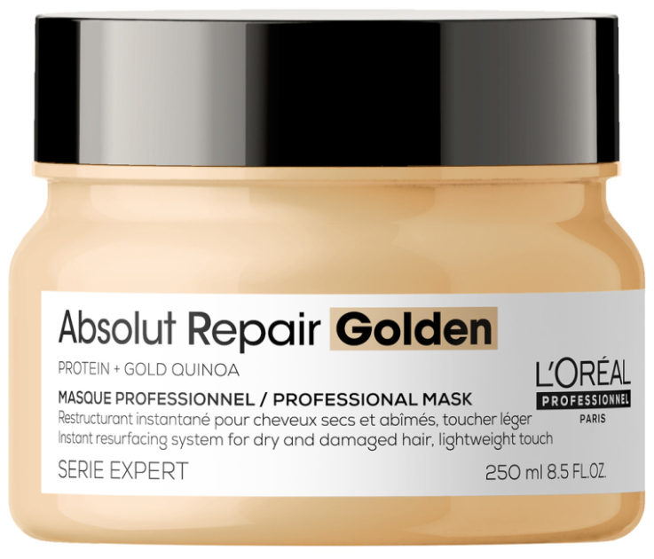 Маска для поврежденных волос золотая, L`Oreal Professionnel, Serie Expert, Absolut Repair Golden, Protein+Gold Quinoa, Professional Mask, 250 мл, 391069301 – купить в Минске | Azarina.by