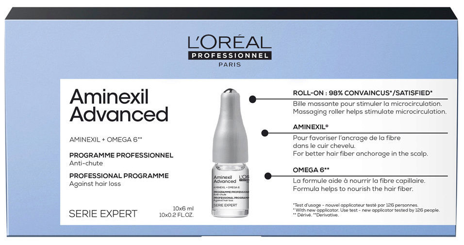 Ампулы против выпадения волос, L`Oreal Professionnel, Serie Expert, Scalp Advanced, Aminexil Advanced, Aminexil+Omega 6, 10*6 мл, 42 шт.*6 мл, 391069571, 391069698 – купить в Минске | Azarina.by