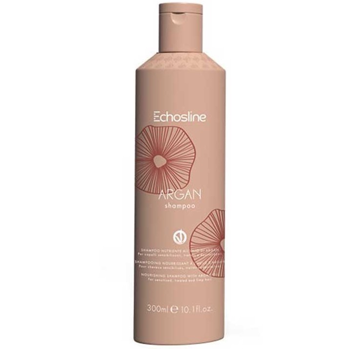 Шампунь питательный, Echosline, Argan, Argan Shampoo, Nourishing Shampoo With Argan Oil for sensitized. treated and limp hair, 300 мл, 1000 мл, 1024611, 1024612 – купить в Минске в интернет магазине косметики с доставкой - Azarina.by