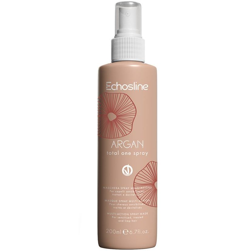 Маска-спрей для волос мультиактивная, Echosline, Argan, Argan Total One Spray, Multi-Action Spray Mask for sensitised. treated and limp hair, 200 мл, 1024615 – купить в Минске в интернет магазине косметики с доставкой - Azarina.by