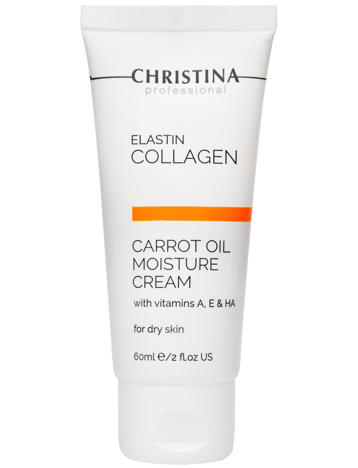 Крем для лица увлажняющий «Эластин, коллаген, морковное масло», Christina, Elastin Collagen, Carrot Oil Moisture Cream with Vitamins A, E & HA for Dry Skin, 60 мл, 250 мл, C-8a, C-9 – купить в Минске | Azarina.by