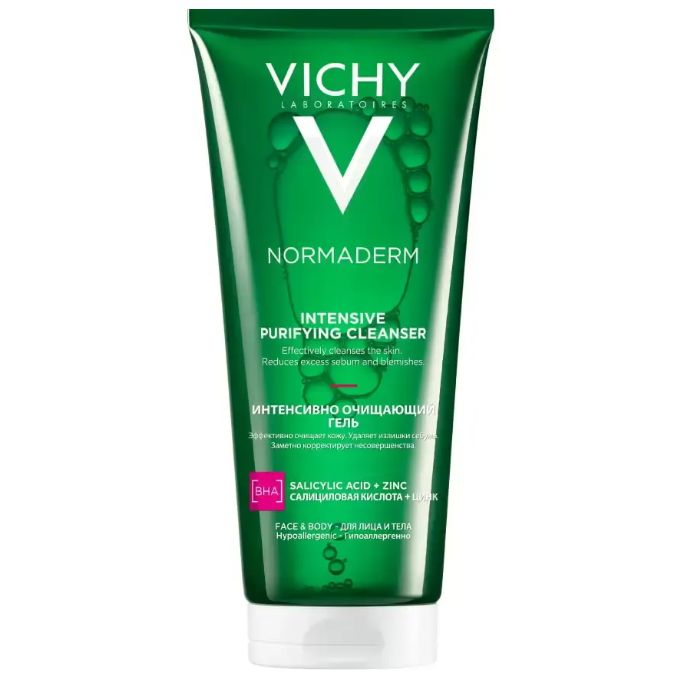 Гель для лица и тела очищающий, Vichy, Normaderm, Intensive Purifying Cleanser, 200 мл, 400 мл, 370351708, 370351770 – купить в Минске | Azarina.by