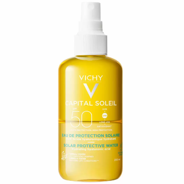 Спрей для тела увлажняющий, SPF 50, Vichy, Capital Soleil, SPF 50 Solar Protective Water, 200 мл, 371045042 – купить в Минске | Azarina.by