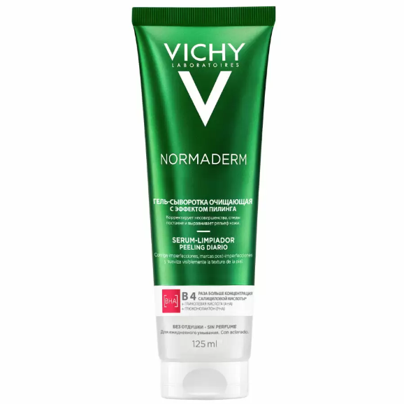 Гель-сыворотка для лица и тела очищающая, Vichy, Normaderm, Serum-Limpiador Peeling Diario, 125 мл, 370355133 – купить в Минске | Azarina.by