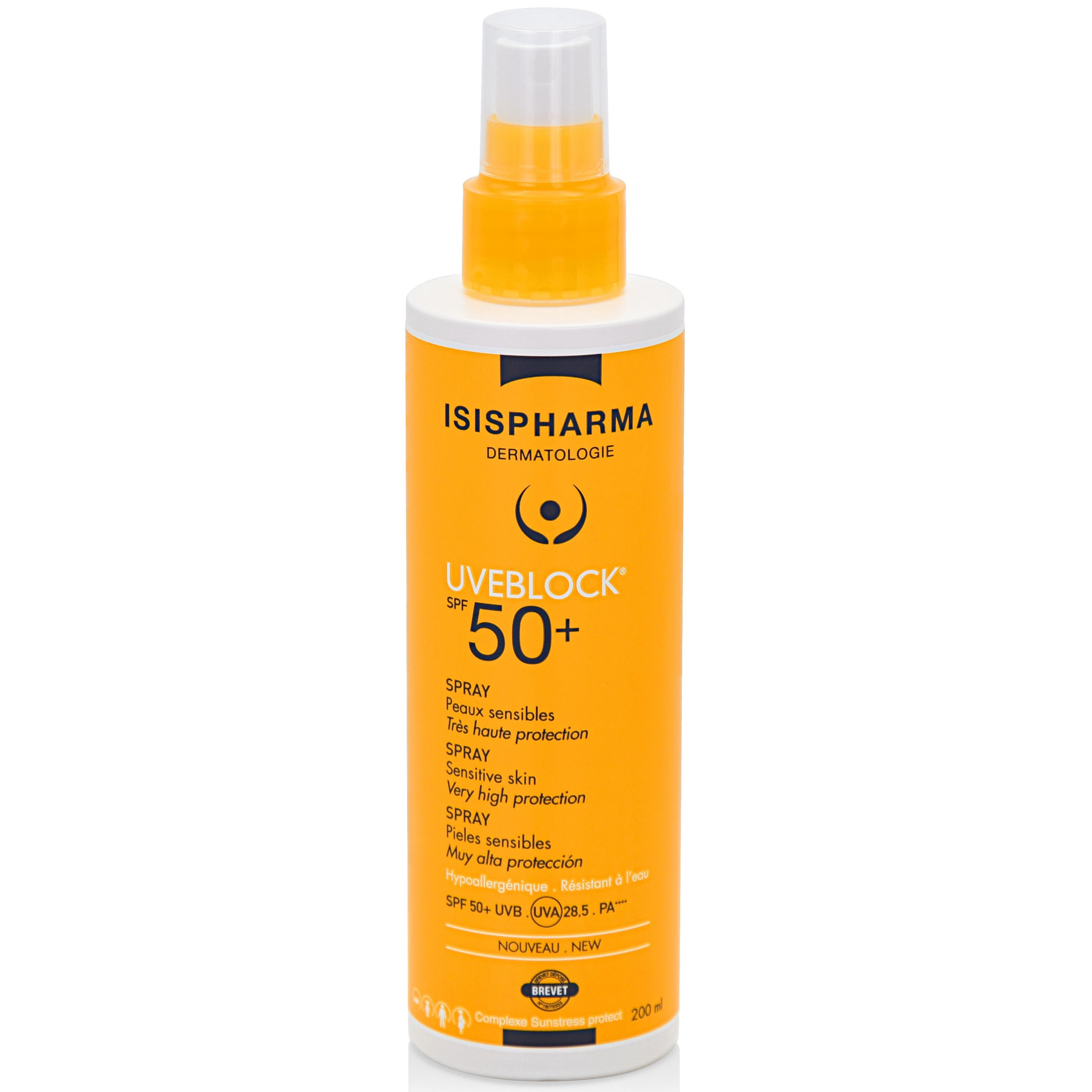 Спрей для лица и тела солнцезащитный, SPF 50+, IsisPharma, Uveblock, SPF 50+ Spray, 200 мл, 3760269770294 – купить в Минске | Azarina.by