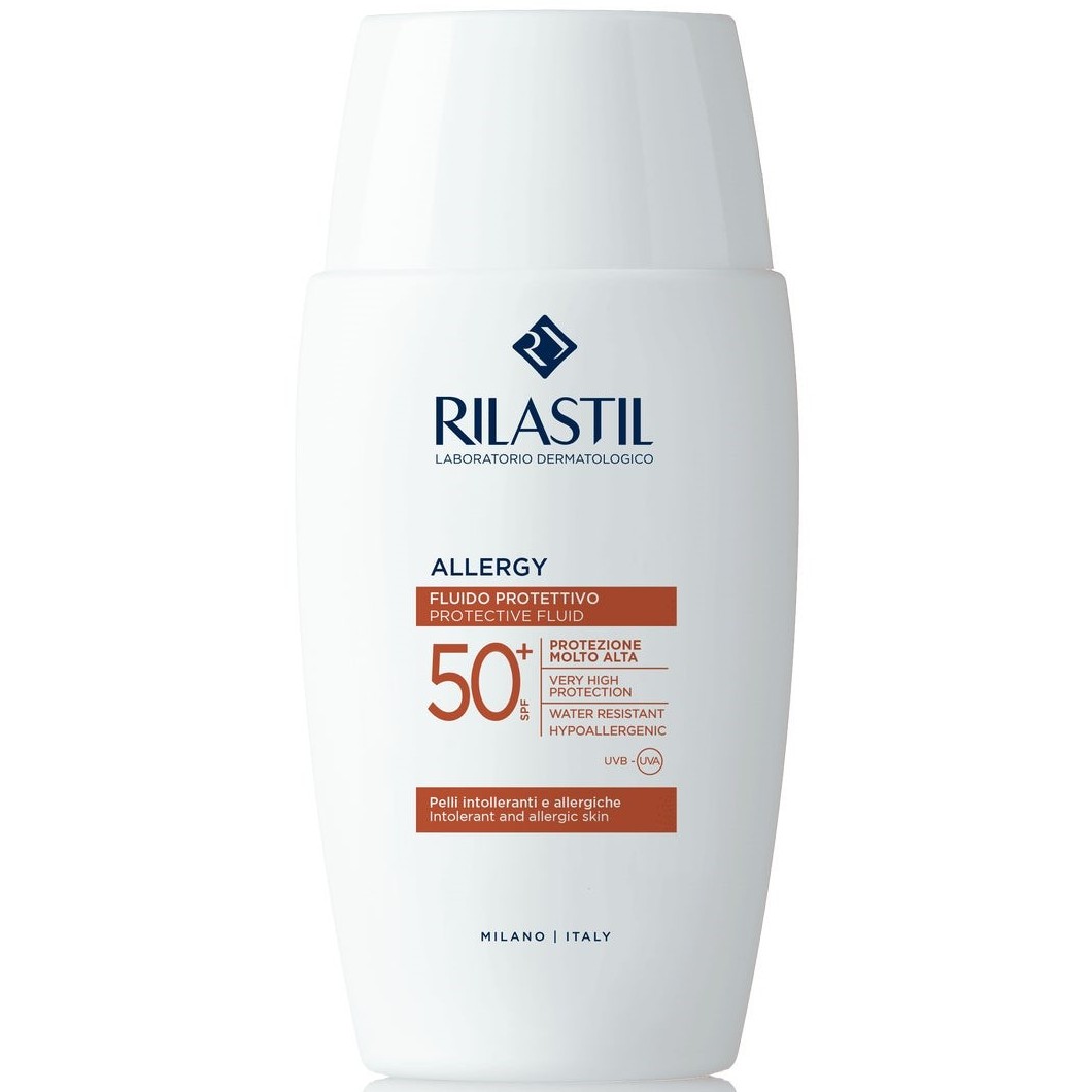 Флюид для чувствительной кожи лица солнцезащитный, SPF 50+, Rilastil, Sun System, Allergy, Protective Fluid SPF 50+, 50 мл, 155869 – купить в Минске в интернет магазине косметики с доставкой - Azarina.by