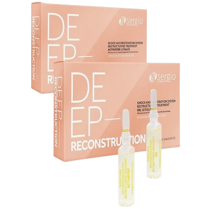 Система Шоковое восстановление волос, Sergio Professional, Deep Reconstruction, Shock Hair Restoration System, 10*10 мл + 10*10 мл, 36733/36726 – купить в Минске | Azarina.by